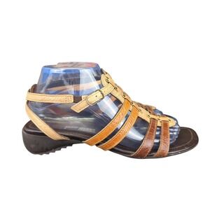 Paul Green Womens 7 Leather Gladiator Sandals Strappy Buckle Brown Tan 5.5 51322